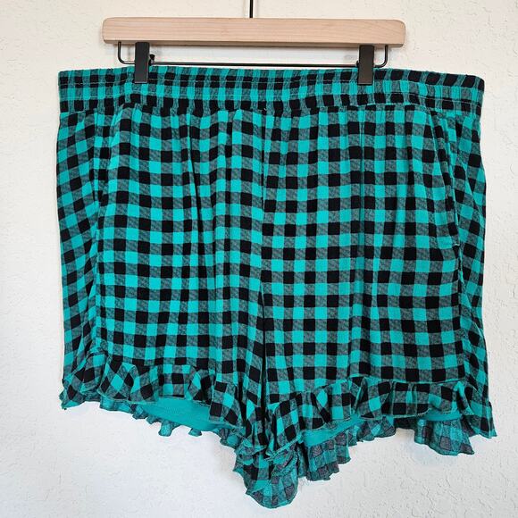 Torrid Gingham High Waisted Ruffle Hem Pull On Shorts Plus Size 2x Retro Summer - Picture 2 of 9